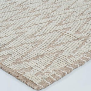 Warm Grain Breeze Elfenbeinfarbener Wollteppich, handgeknüpft, strukturiertes Tribal-Webmuster, elfenbeinfarbener Teppich 8x10 Bild 7