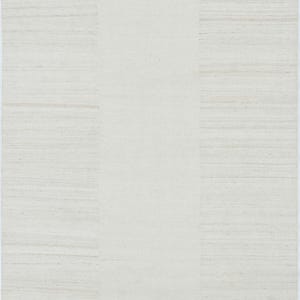 ソフトグラウンドコーブクリームウールラグ、手織りローパイルフラットウィーブ、クリームエリアラグ 8x10 画像 1