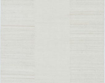 Soft Ground Cove Cremefarbener Wollteppich, handgewebt, flachgewebt, kurzflorig, cremefarbener Teppich 8x10