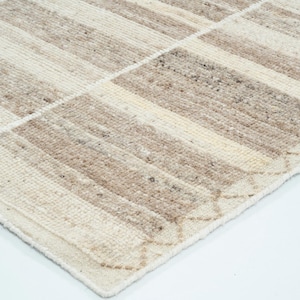 Deep Pile Copse Cream Wool Rug, Hand-Knotted Plush High-Low Pile, Cream Area Rug 8x10 image 1