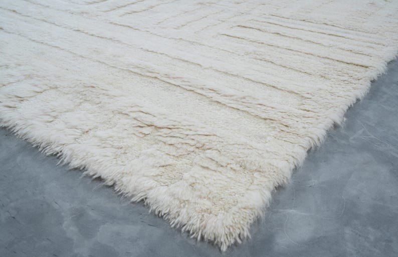 Alfombra de lana Warm Grain Chime color marfil, tejido tribal texturizado anudado a mano, alfombra de área color crema marfil de 8x10 imagen 7