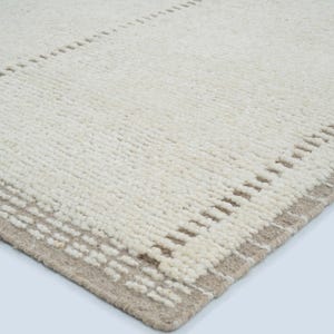 Warm Grain Clover Ivory Wool Rug, Hand-Knotted Textured Tribal Weave, Ivory Cream Area Rug 8x10 image 6