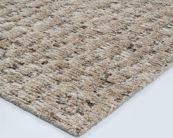 Still Water Burlap Camel Wool Rug, Hand-Knotted Tonal Washed Pattern, Warm Camel Area Rug 8x10