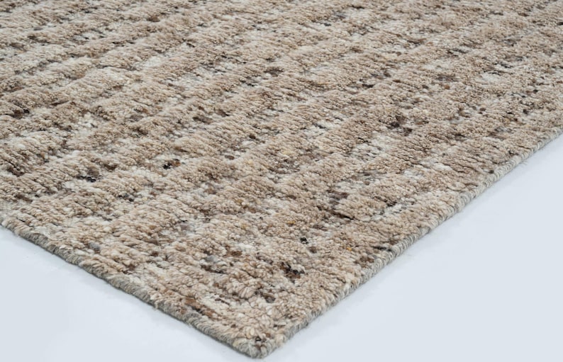 Still Water Burlap Camel Wool Rug, Hand-Knotted Tonal Washed Pattern, Warm Camel Area Rug 8x10 image 1