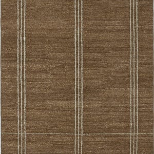 Woven Ridge Basalt Cream Wool Rug, Hand-Woven Ribbed Directional Weave, Cream Area Rug 8x10 image 1