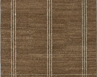 Woven Ridge Basalt Cream ullmatta, handvävd ribbad riktningsvävd matta, cremefärgad matta 8x10
