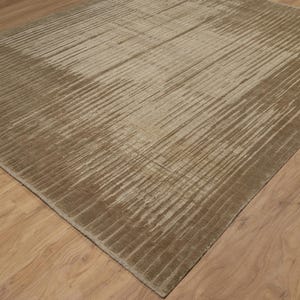 Still Water Beacon Wheat Wool Rug, Hand-Knotted Striated Sheen, Warm Gold Camel Area Rug 8x10 image 6