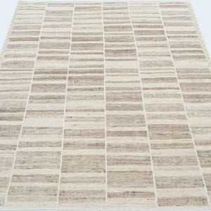 Deep Pile Copse Cream Wool Rug, Hand-Knotted Plush High-Low Pile, Cream Area Rug 8x10 image 4