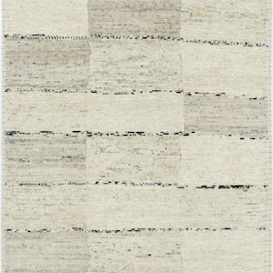 Warm Grain Boulder Cream wollen vloerkleed, handgeknoopt met een gestructureerd tribaal weefsel, crèmekleurig vloerkleed 8x10 afbeelding 2