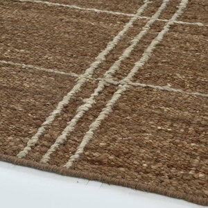 Woven Ridge Basalt Cream Wool Rug, Hand-Woven Ribbed Directional Weave, Cream Area Rug 8x10 image 6