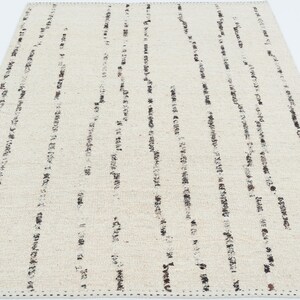 Warm Grain Belfry Cream Wool Rug, Hand-Woven Textured Tribal Weave, Cream Area Rug 8x10 image 2