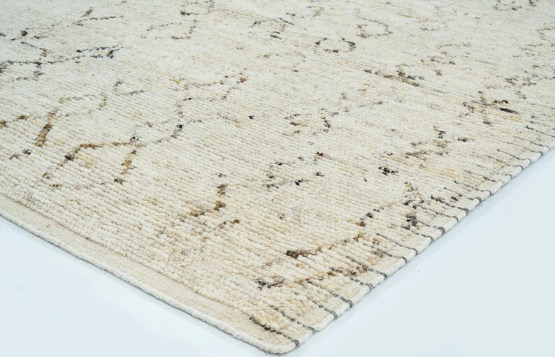 Tapis Warm Grain Candle en laine ivoire, tissage tribal texturé noué à la main, tapis crème ivoire 8x10 image 7