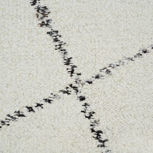 Warmnerf berkenhouten vloerkleed in ivoorkleur, handgeweven met een gestructureerd tribaal patroon, ivoorkleurig crèmekleurig vloerkleed 8x10 afbeelding 4
