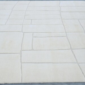 Quiet Weave Bramble Ivory Wool Rug, Hand-Knotted Tone-on-Tone Subtle Texture, Ivory Cream Area Rug 8x10 image 7