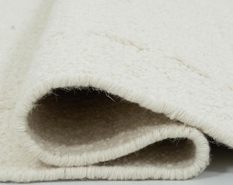 Woven Ridge Aurora Ivory Wool Rug, Hand-Woven Ribbed Directional Weave, Ivory Cream Area Rug 8x10