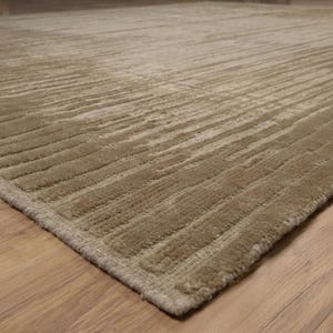 Still Water Beacon Wheat Wool Rug, Hand-Knotted Striated Sheen, Warm Gold Camel Area Rug 8x10 image 7
