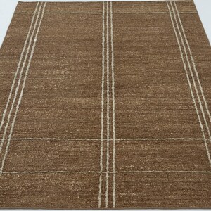 Woven Ridge Basalt Cream Wool Rug, Hand-Woven Ribbed Directional Weave, Cream Area Rug 8x10 image 2