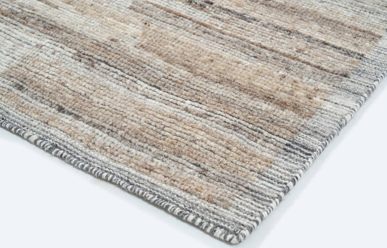 Tapis en laine à poils longs couleur taupe corail, noué à la main, à poils longs et courts, tapis grège taupe 8x10 image 6
