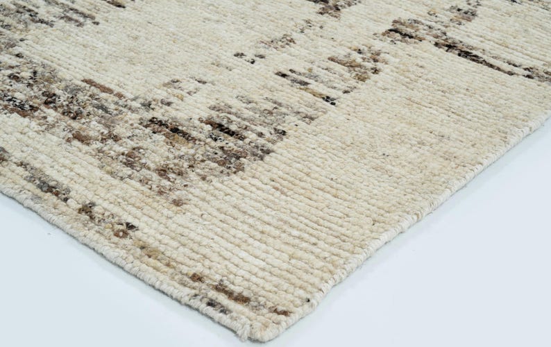 Warm Grain Bench Ivory wollen vloerkleed, handgeknoopt, gestructureerd tribaal weefsel, ivoorkleurig crèmekleurig vloerkleed 8x10 afbeelding 7