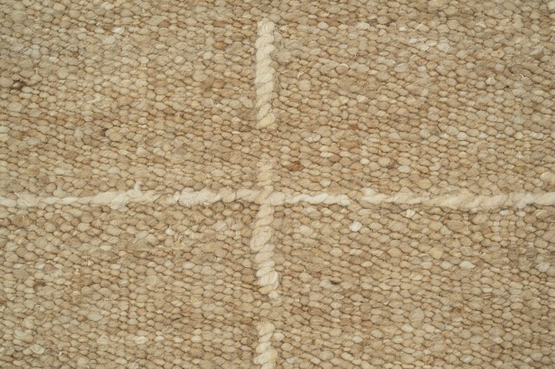 Geweven Ridge Azuriet Camel wollen vloerkleed, handgeweven ribbels met richtingspatroon, warm camelkleurig vloerkleed 8x10 afbeelding 4