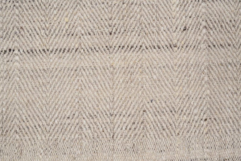 Geweven Cumulus-wollen vloerkleed met ribbels, crèmekleurig, handgeweven, richtingsgebonden, crèmekleurig vloerkleed 8x10 afbeelding 5
