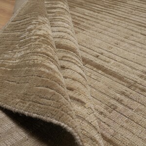 Still Water Beacon Wheat Wool Rug, Hand-Knotted Striated Sheen, Warm Gold Camel Area Rug 8x10 image 1