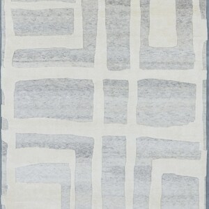 Warm Grain Cleary Ivory wollen vloerkleed, handgeknoopt met een gestructureerd tribaal weefsel, ivoorkleurig crèmekleurig vloerkleed 8x10 afbeelding 1