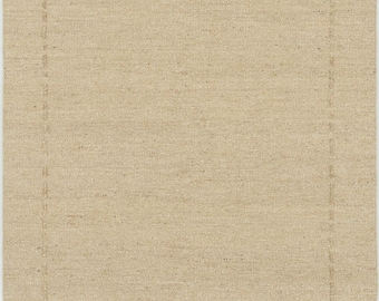 Woven Ridge Autumn Camel Wool Rug, Hand-Woven Ribbed Directional Weave, Warm Camel Area Rug 8x10
