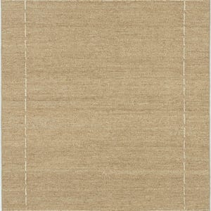 Geweven Ridge Azuriet Camel wollen vloerkleed, handgeweven ribbels met richtingspatroon, warm camelkleurig vloerkleed 8x10 afbeelding 1