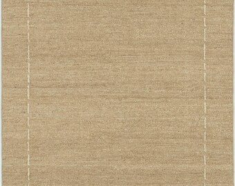 Woven Ridge Azurite Camel Wool Matta, Handvävd Ribbad Directional Weave, Varm Camel Matta 8x10