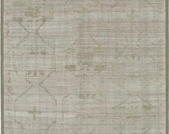 Warm Grain Apse Cream Wool Rug, Hand-Knotted Textured Tribal Weave, Cream Area Rug 8x10