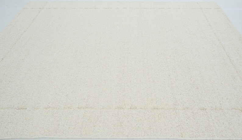 Woven Ridge Aurora Ivory Wool Rug, Hand-Woven Ribbed Directional Weave, Ivory Cream Area Rug 8x10 image 8