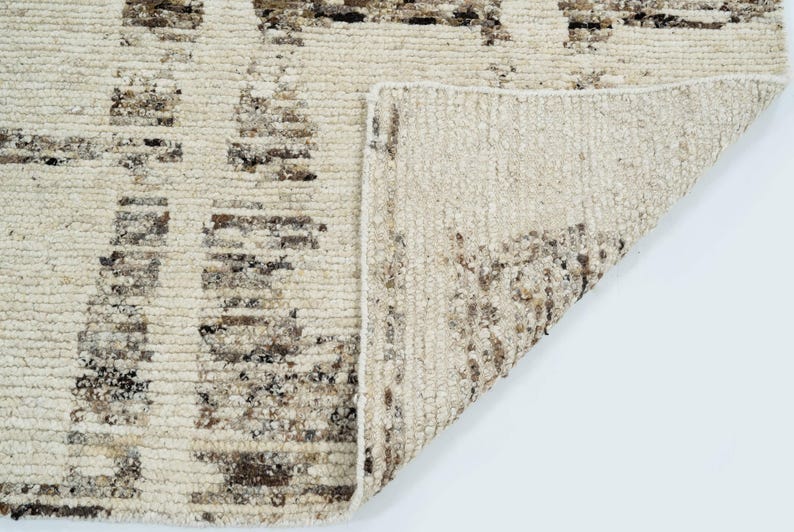 Warm Grain Bench Ivory wollen vloerkleed, handgeknoopt, gestructureerd tribaal weefsel, ivoorkleurig crèmekleurig vloerkleed 8x10 afbeelding 5