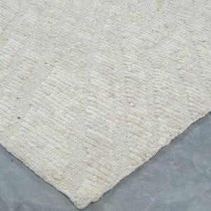Still Water Burnish Ivory Wool Rug, Hand-Knotted Tonal Washed Pattern, Ivory Cream Area Rug 8x10 image 7