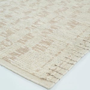 Warm Grain Billow Ivory Wool Rug, Hand-Knotted Textured Tribal Weave, Ivory Cream Area Rug 8x10 image 7