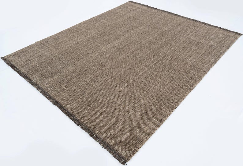 Woven Ridge Cupola Honey wollen vloerkleed, handgeweven ribbelweefsel met richtingspatroon, warm honingkleurig vloerkleed 8x10 afbeelding 6