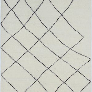Tapis Warm Grain Cress en laine ivoire, tissé à la main, motif tribal texturé, tapis crème ivoire 8x10 image 2