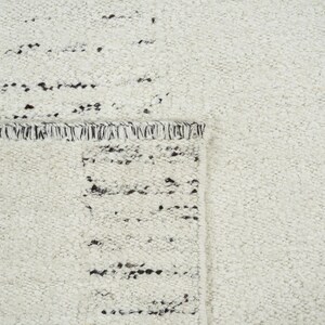 Warm Grain Brocade Ivory Wool Rug, Hand-Woven Textured Tribal Weave, Ivory Cream Area Rug 8x10 image 3