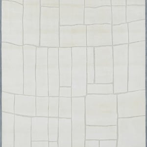 Quiet Weave Bramble Ivory Wool Rug, Hand-Knotted Tone-on-Tone Subtle Texture, Ivory Cream Area Rug 8x10 image 1