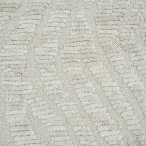 Still Water Burnish Ivory Wool Rug, Hand-Knotted Tonal Washed Pattern, Ivory Cream Area Rug 8x10 image 1