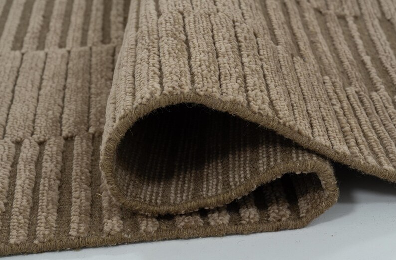 Deep Pile Cruise Sienna Wool Rug, Hand-Knotted Plush High-Low Pile, Burnt Sienna Area Rug 8x10 image 2