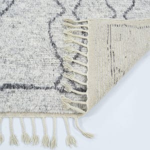 Hoogpolig wollen vloerkleed Bloom Storm, handgeknoopt, pluche, hoog-laagpolig, antracietblauw, vloerkleed 8x10 afbeelding 5