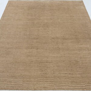 Deep Pile Crest Camel Wool Rug, Hand-Knotted Plush High-Low Pile, Warm Camel Area Rug 8x10 image 2