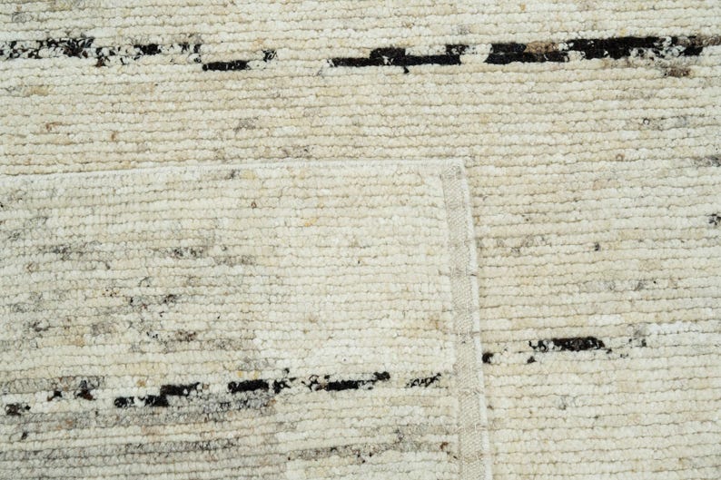 Warm Grain Boulder Cream wollen vloerkleed, handgeknoopt met een gestructureerd tribaal weefsel, crèmekleurig vloerkleed 8x10 afbeelding 4