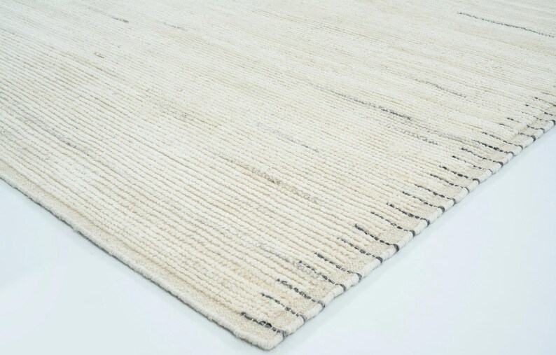 Alfombra de lana Warm Grain Acorn Ivory, tejido tribal texturizado anudado a mano, alfombra de área color crema marfil 8x10 imagen 7