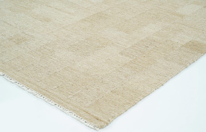 Tappeto in lana Soft Ground Dawn Honey, tessuto a mano a pelo corto, con trama piatta, caldo colore miele, 8x10 immagine 1