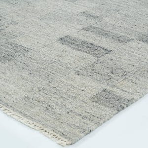 Zacht, handgeweven, laagpolig, taupekleurig vloerkleed van wol, 8x10 cm. afbeelding 6