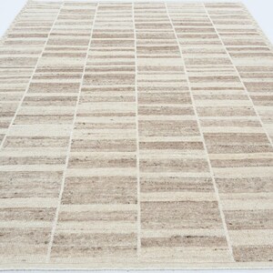 Deep Pile Copse Cream Wool Rug, Hand-Knotted Plush High-Low Pile, Cream Area Rug 8x10 image 5