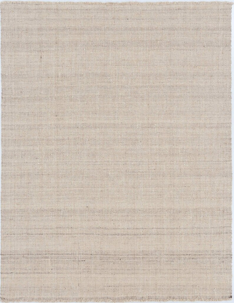 Geweven Cumulus-wollen vloerkleed met ribbels, crèmekleurig, handgeweven, richtingsgebonden, crèmekleurig vloerkleed 8x10 afbeelding 2