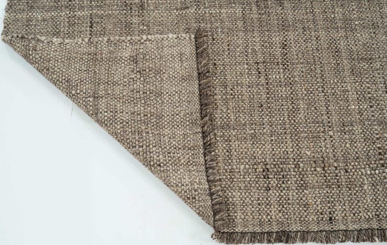 Tappeto Woven Ridge Current in lana color crema, tessuto a mano con trama a coste direzionali, tappeto color crema 8x10 immagine 5